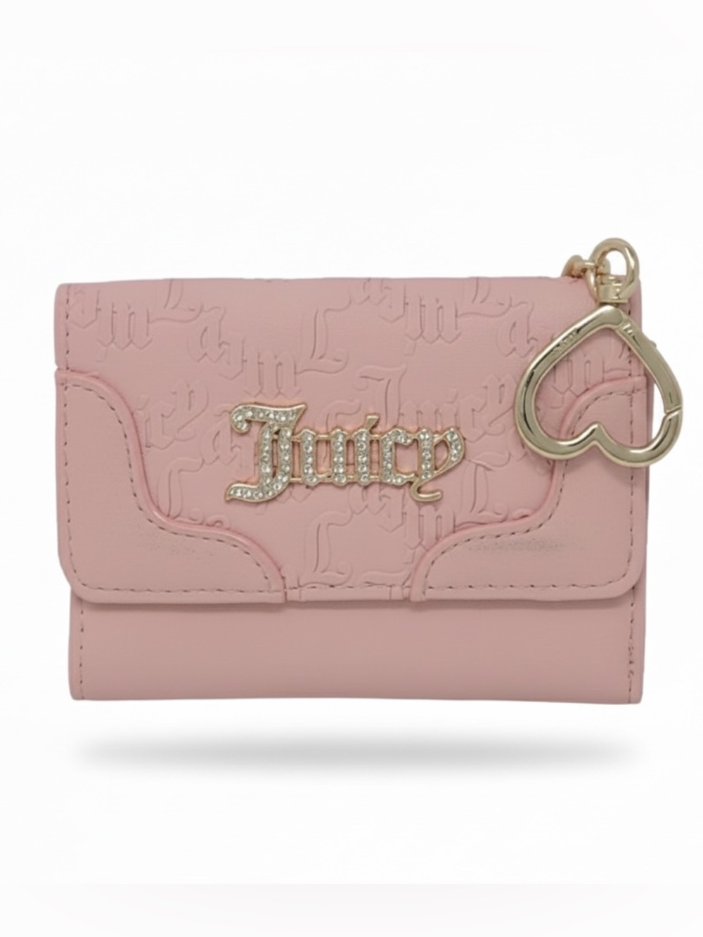 Juicy Couture Pale Pink Embossed Logo Wallet with Rhinestone Badge